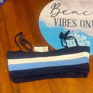 L*Space Navy and Light Blue Striped Bikini Top